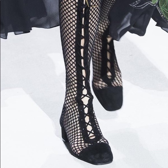 Christian Dior Naughtily-d Suede Knee-high Lace Up Boots - Picture 1 of 11